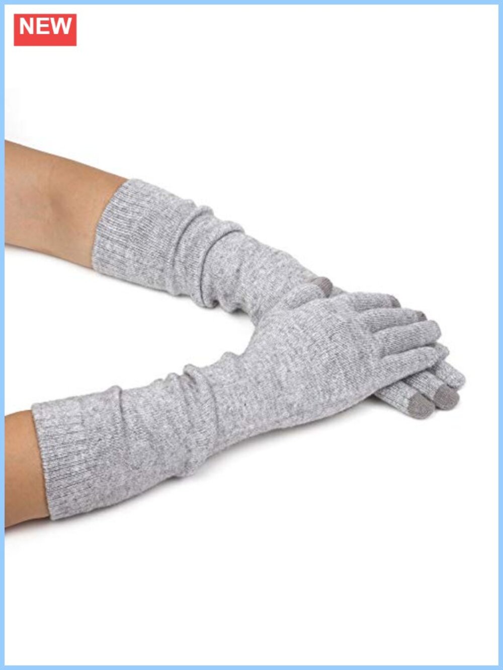 Wool Blend Long Knit Arm Warmers Touchscreen Gloves